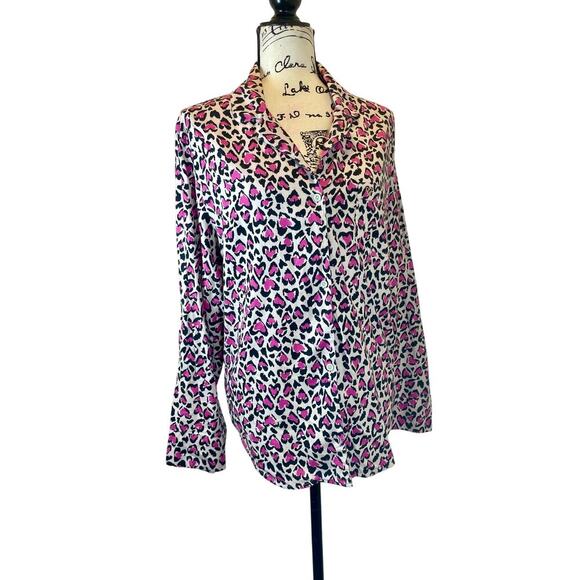 VICTORIA SECRET PJ TOP PINK HEARTS CHEETAH SZ M L SOFT AESTHETIC ANIMAL PRINT - Picture 14 of 15